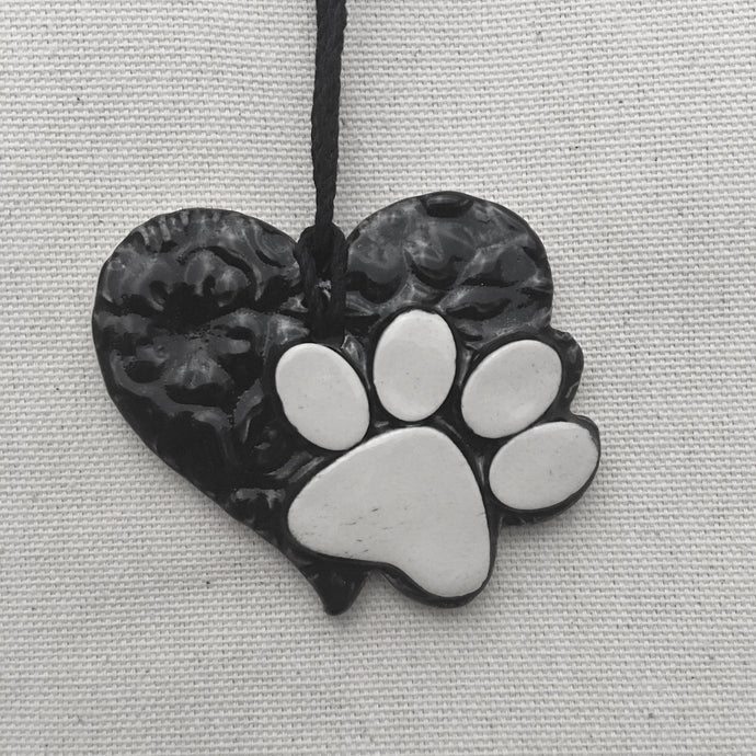heart paw ornament